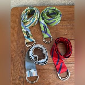 (4) Women’s Belt Lot Ribbon Silk Woven D Ring Colorful Preppy Acadamia Spring